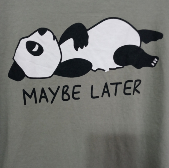 On Fire army green Short Sleeve Panda"Nope Not Today" 2 Sided Graphic T Shirt XL - Picture 5 of 6